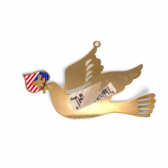 1987 Duchin White Dove Ornament With Patriotic Heart & "In God We Trust" Text - Picture 2 of 5